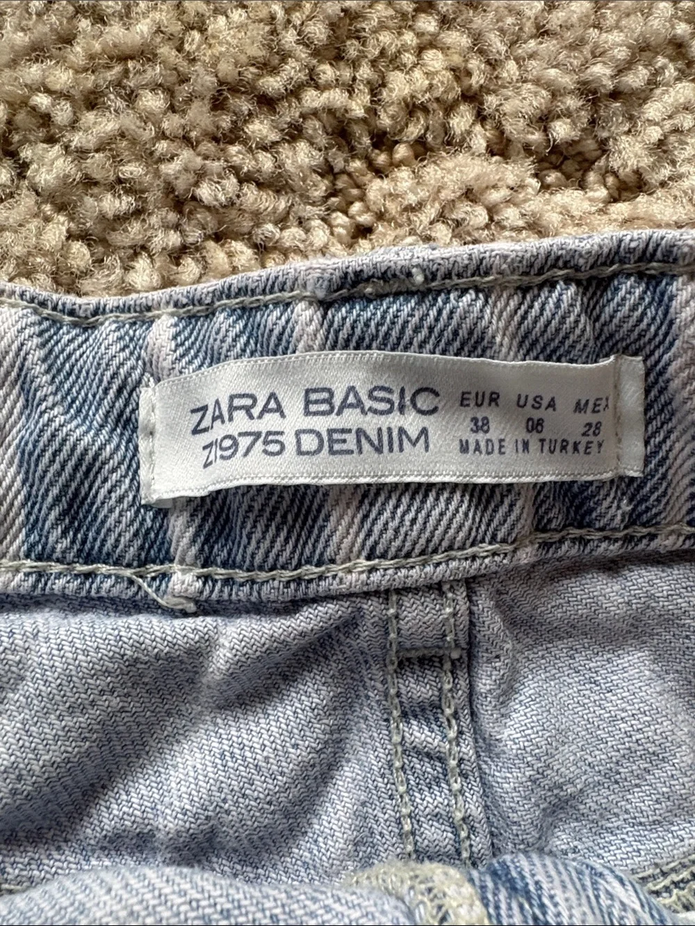 Zara Blue Striped Denim Shorts